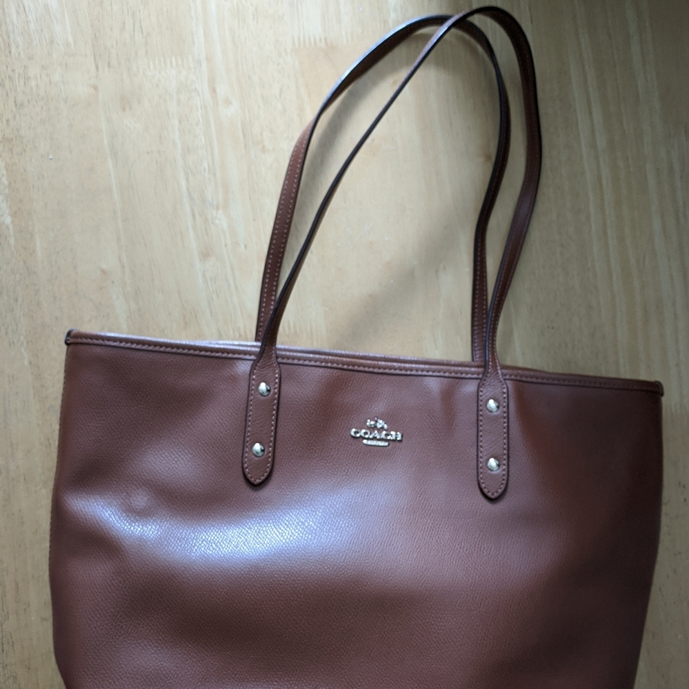 Leather coach tote